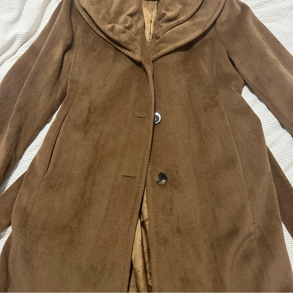 Vintage Anne Klein Belted Brown Wool Trench Coat/OverCoat Size Medium - Picture 14 of 17